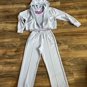 Purple light Cropped Hoodie and Jogger Set